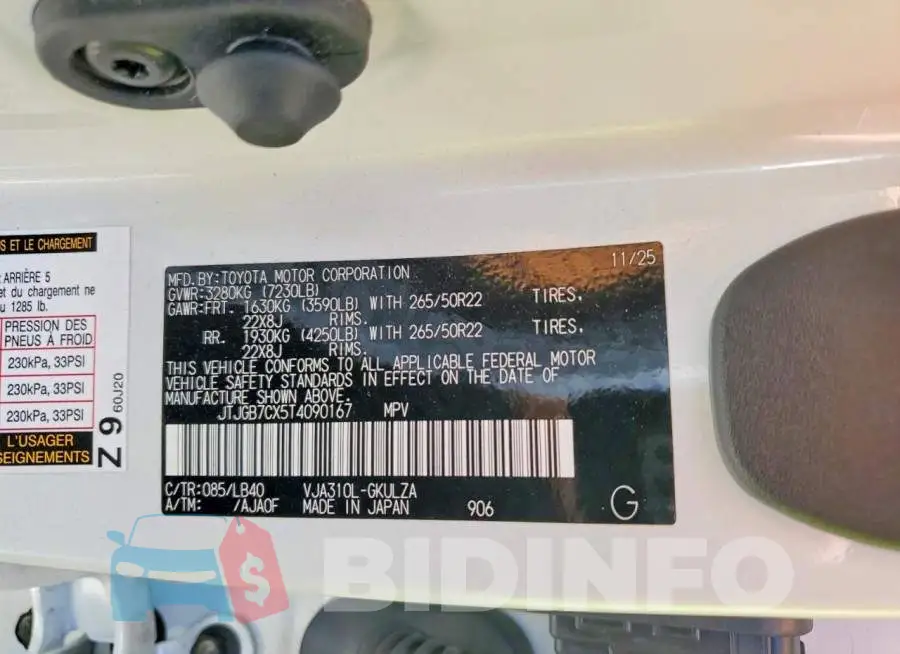 JTJGB7CX5T4090167 Photo# 13