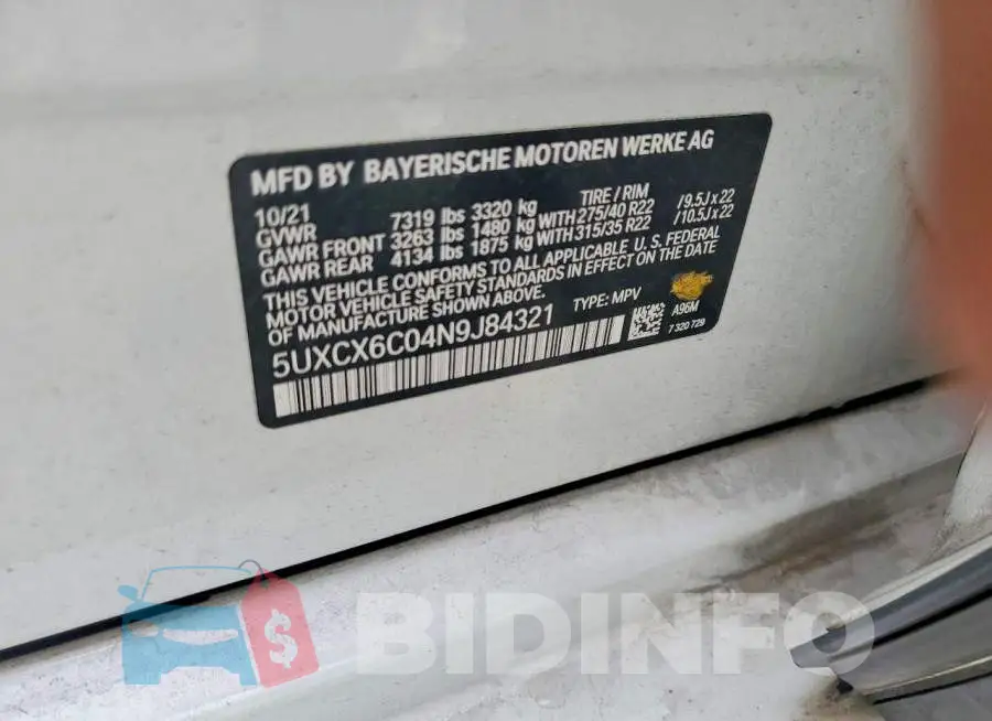 5UXCX6C04N9J84321 Photo# 13