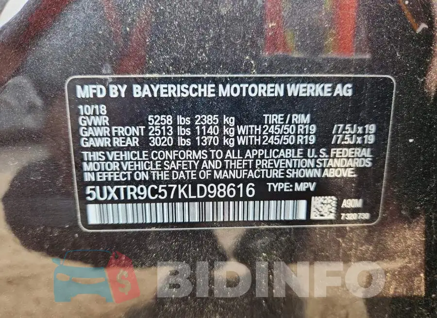 5UXTR9C57KLD98616 Photo# 14