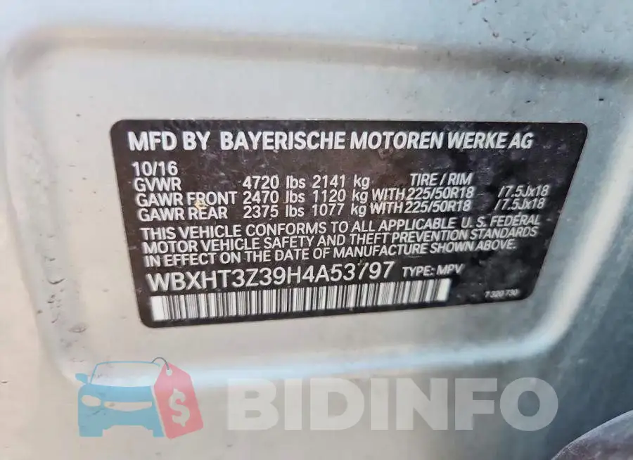 WBXHT3Z39H4A53797 Photo# 13