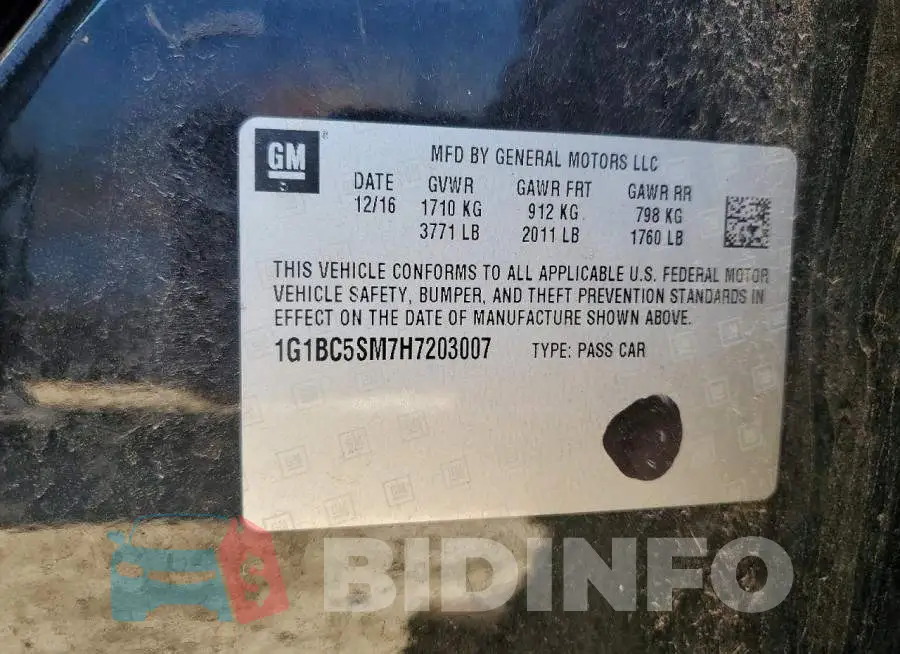1G1BC5SM7H7203007 Photo# 12