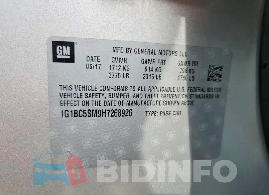 1G1BC5SM9H7268926 Photo# 12