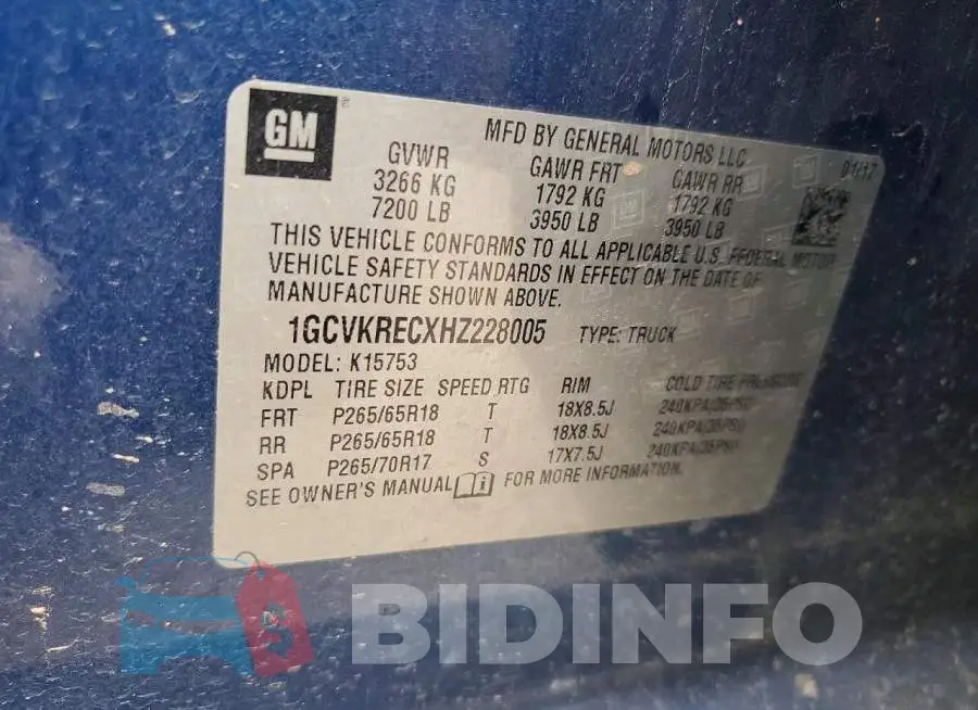 1GCVKRECXHZ228005 Photo# 12