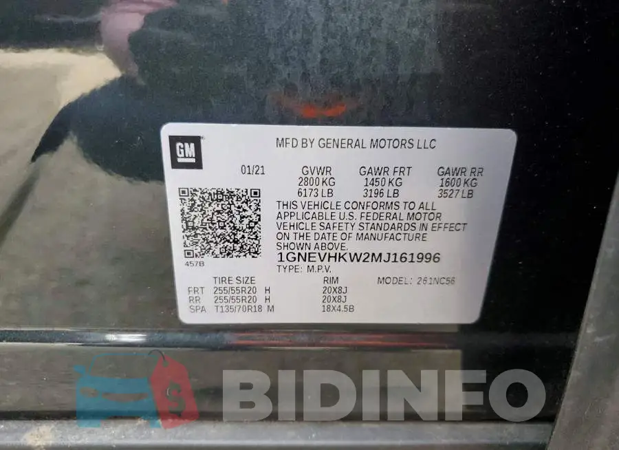 1GNEVHKW2MJ161996 Photo# 13