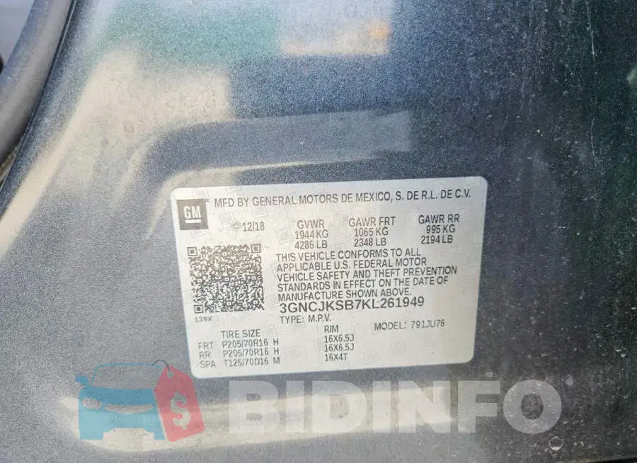 3GNCJKSB7KL261949 Photo# 13