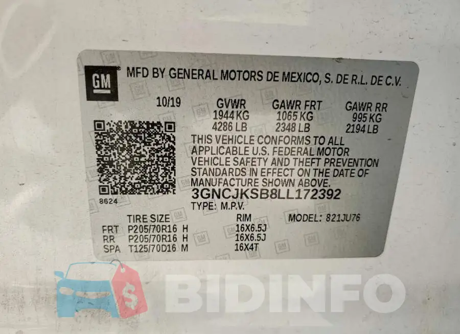 3GNCJKSB8LL172392 Photo# 12