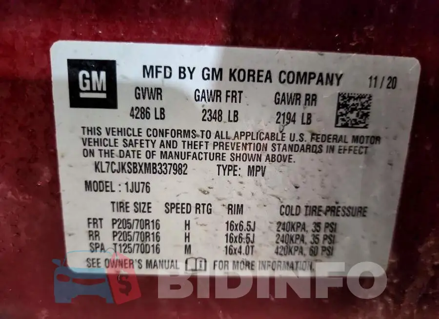 KL7CJKSBXMB337982 Photo# 12