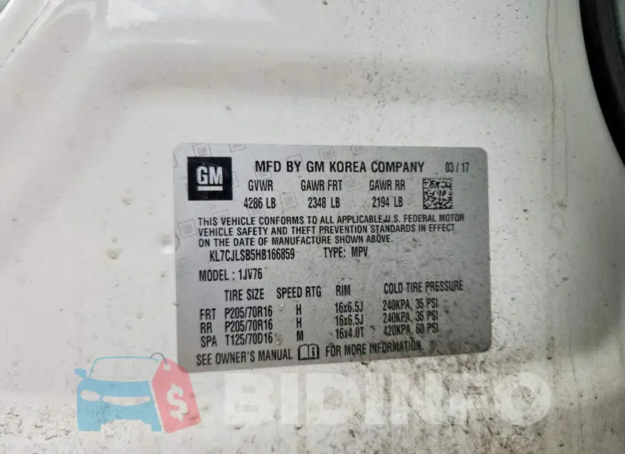 KL7CJLSB5HB166859 Photo# 13