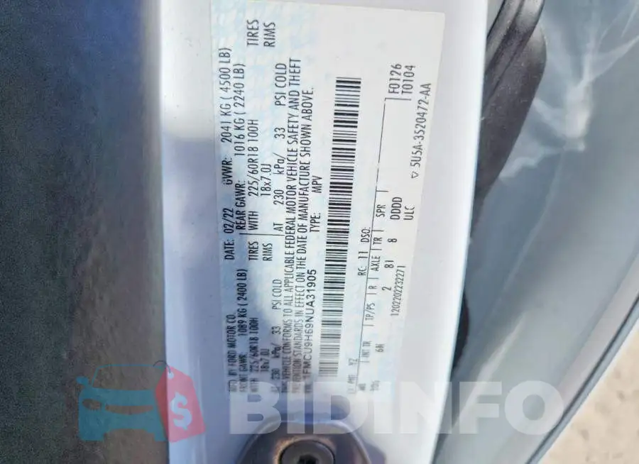 1FMCU9H69NUA31905 Photo# 13