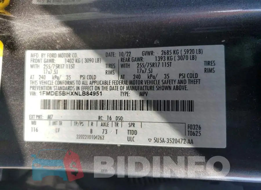 1FMDE5BHXNLB84951 Photo# 13