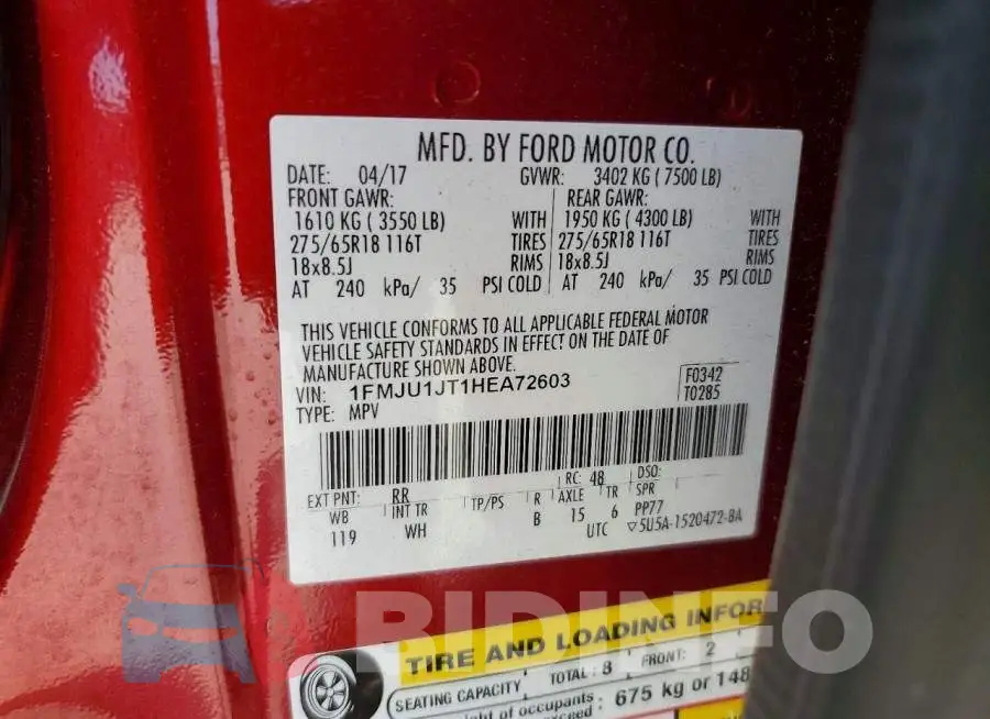1FMJU1JT1HEA72603 Photo# 14