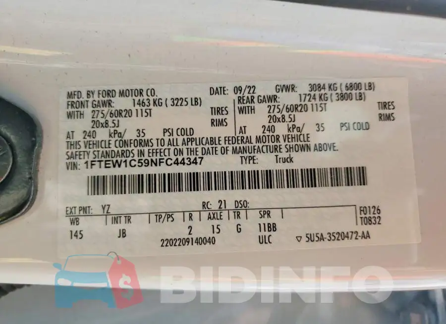 1FTEW1C59NFC44347 Photo# 12