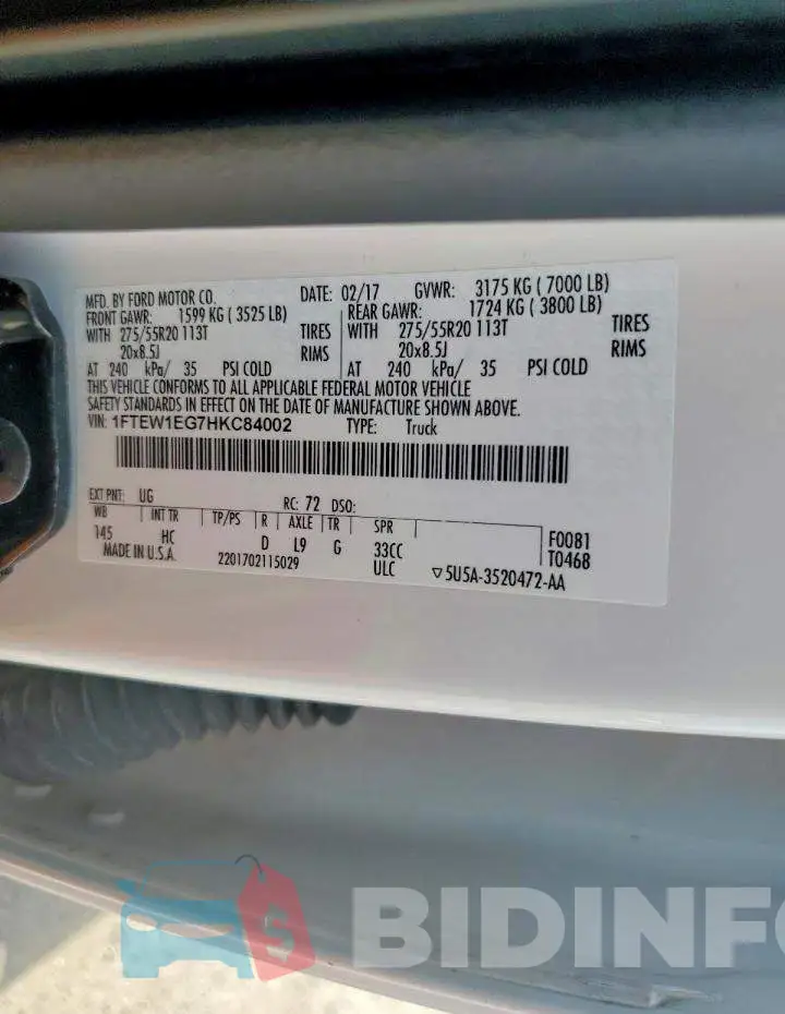 1FTEW1EG7HKC84002 Photo# 12