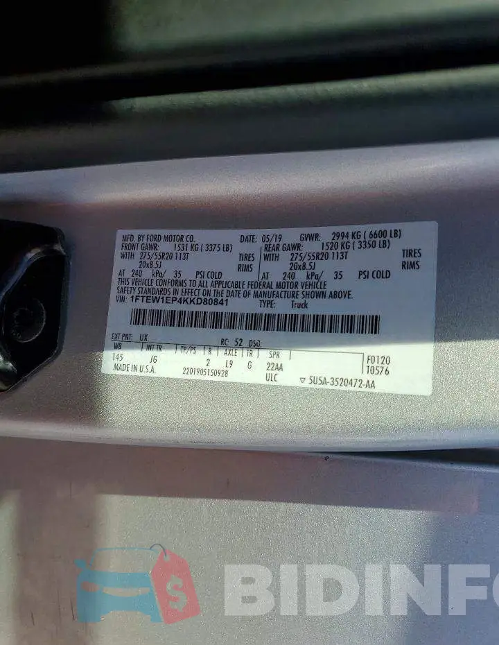 1FTEW1EP4KKD80841 Photo# 13