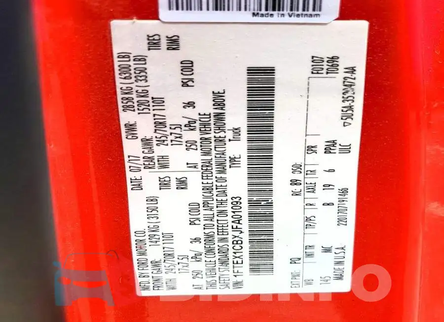 1FTEX1CBXJFA01093 Photo# 12