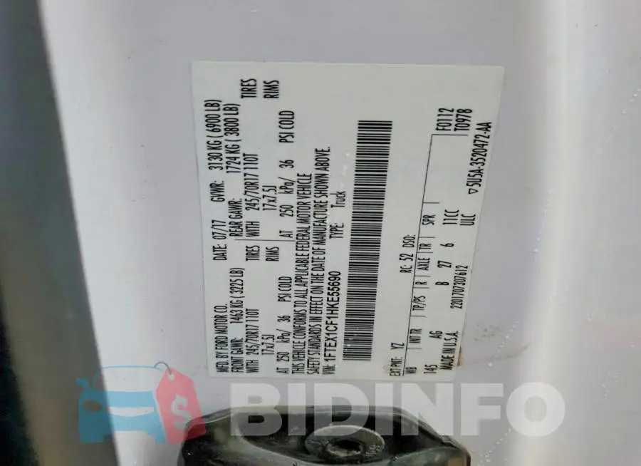 1FTEX1CF1HKE55690 Photo# 12