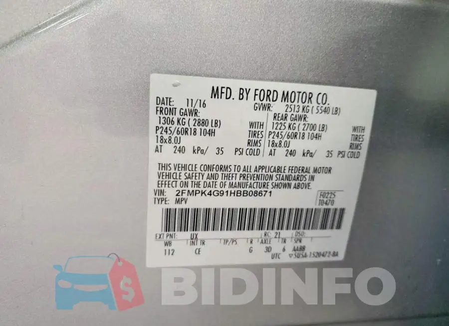2FMPK4G91HBB08671 Photo# 13