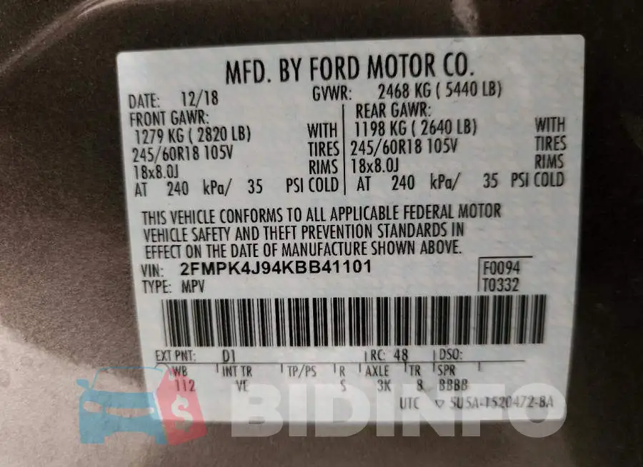 2FMPK4J94KBB41101 Photo# 12