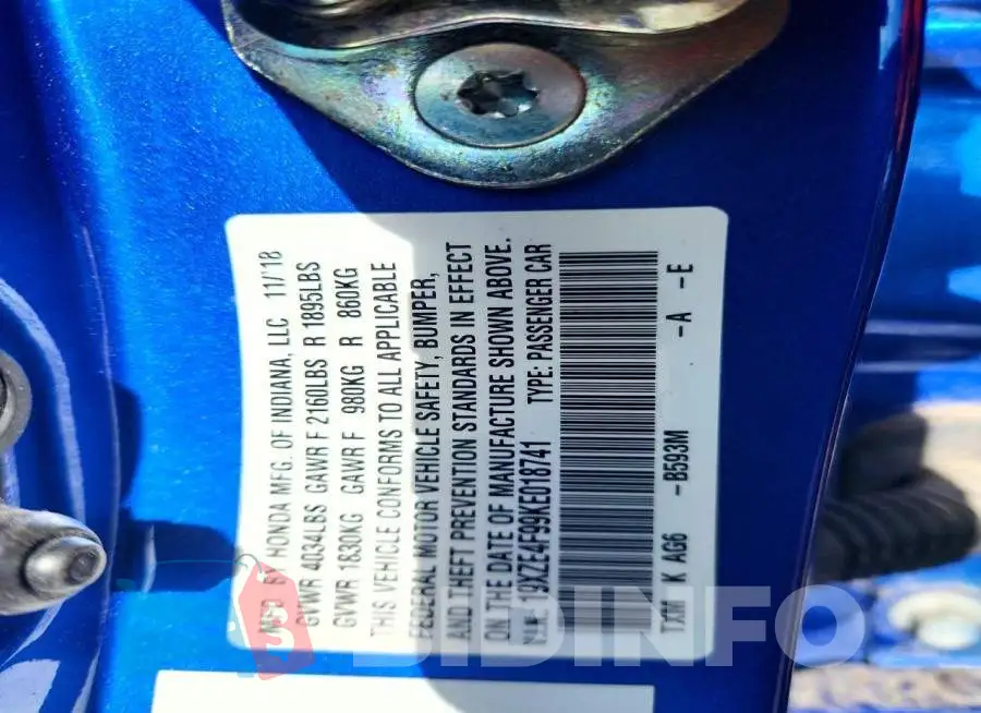 19XZE4F99KE018741 Photo# 12