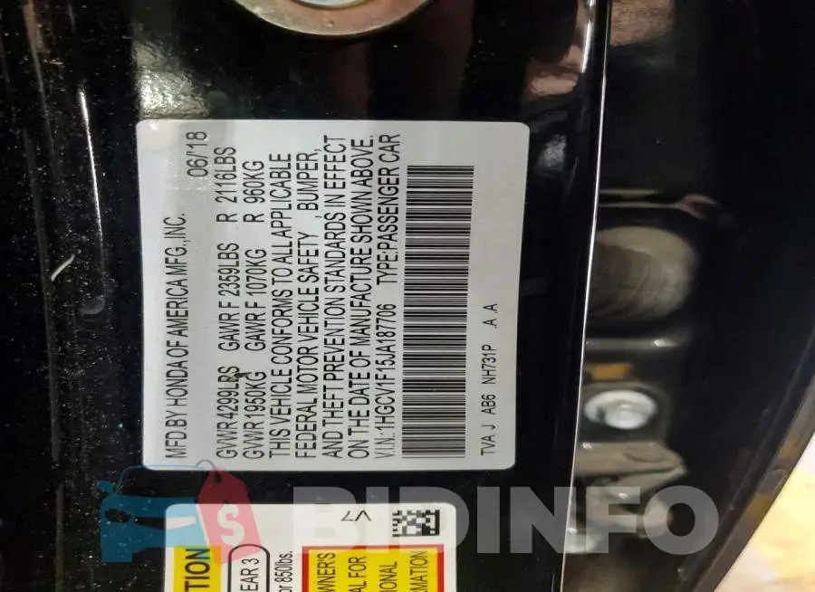 1HGCV1F15JA187706 Photo# 12