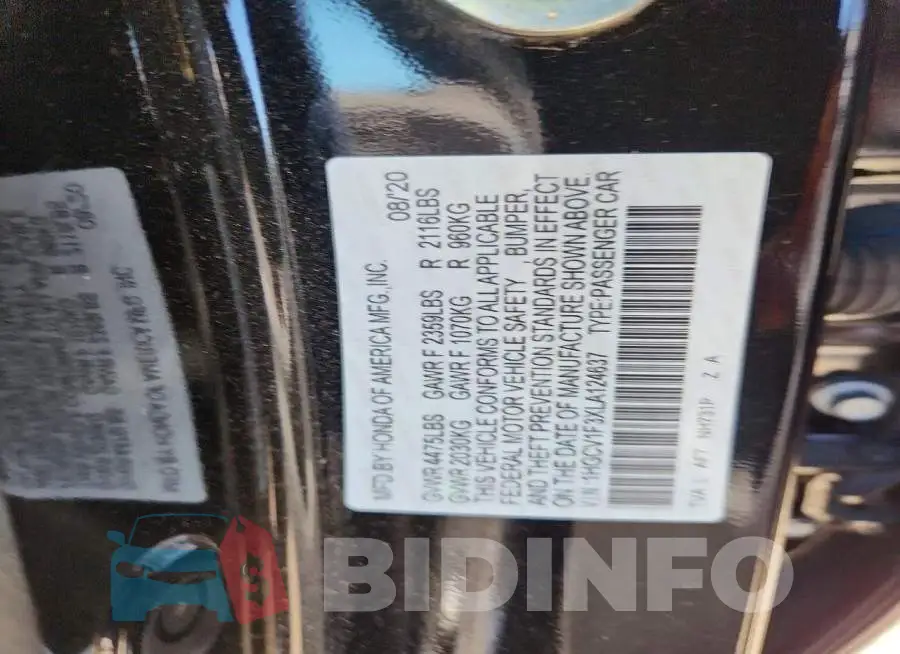 1HGCV1F3XLA124637 Photo# 12