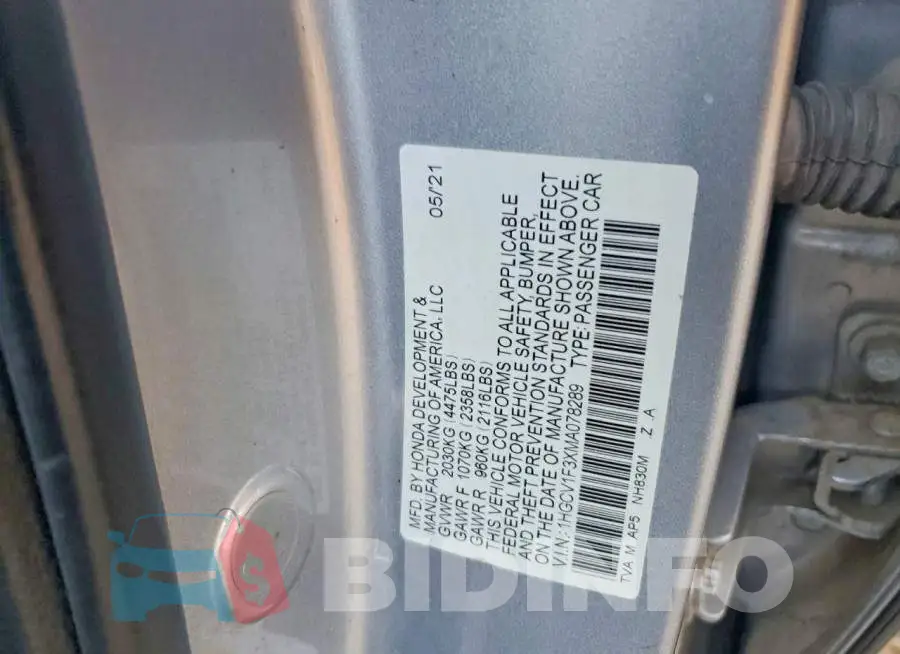 1HGCV1F3XMA078289 Photo# 12