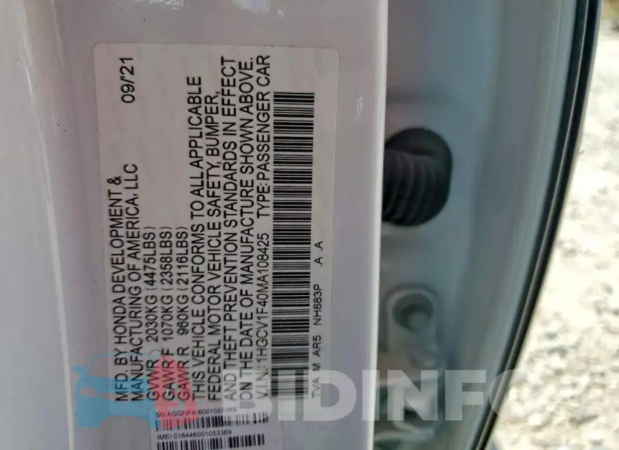 1HGCV1F40MA108425 Photo# 12
