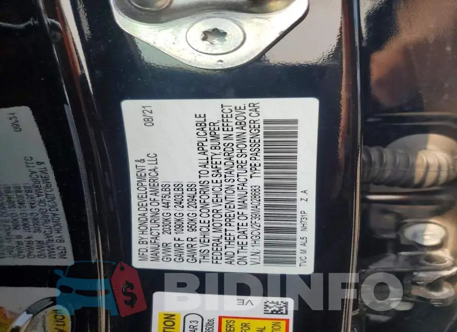 1HGCV2F39MA028683 Photo# 12