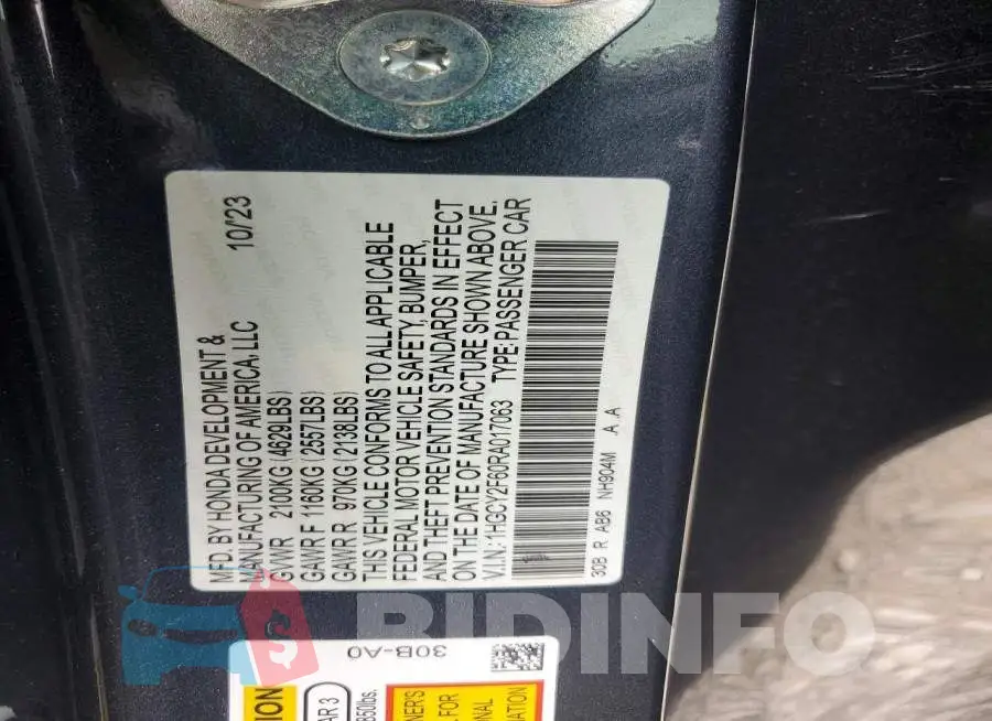 1HGCY2F60RA017063 Photo# 12