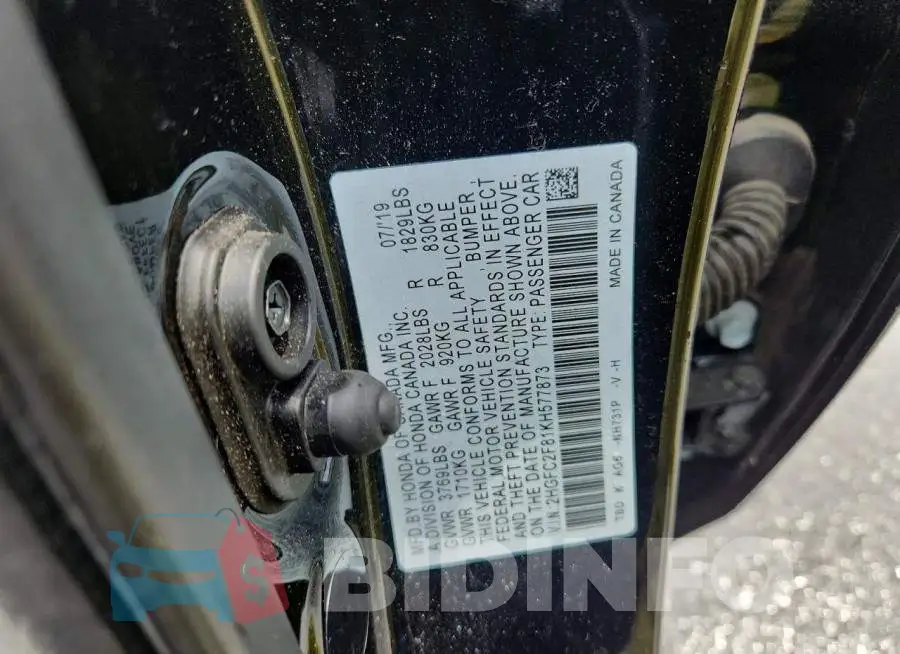2HGFC2F81KH577873 Photo# 12