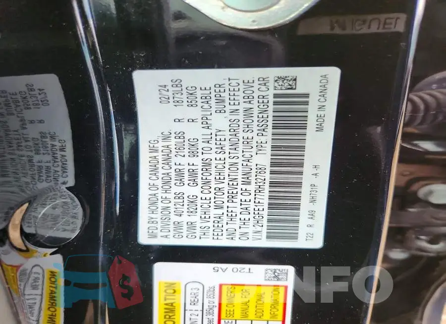 2HGFE1F77RH327687 Photo# 13