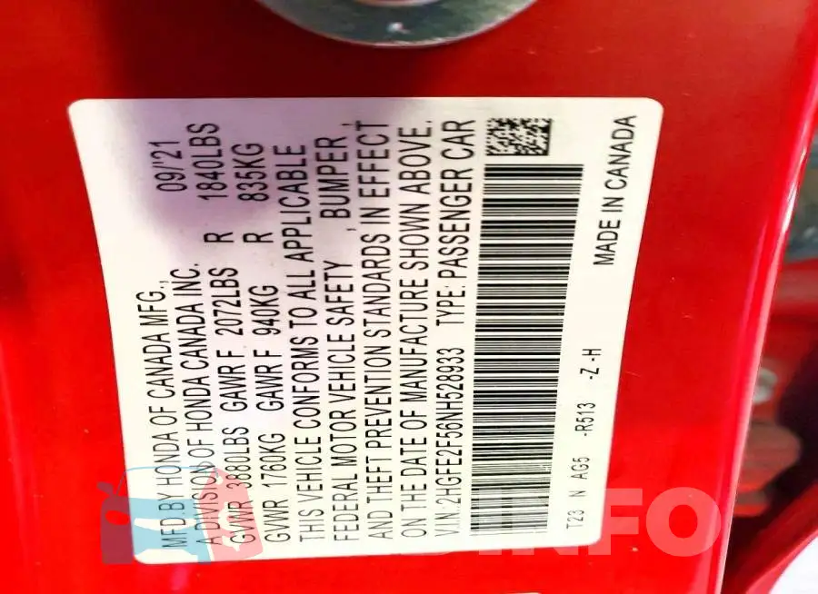 2HGFE2F56NH528933 Photo# 13