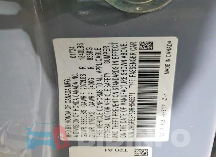 2HGFE2F59RH545571 Photo# 12