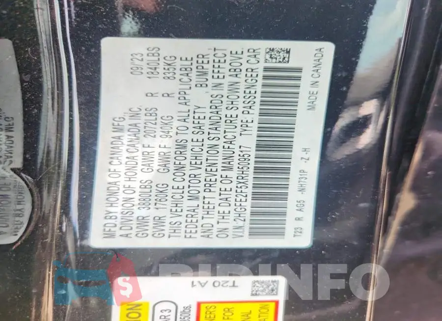 2HGFE2F5XRH509517 Photo# 13