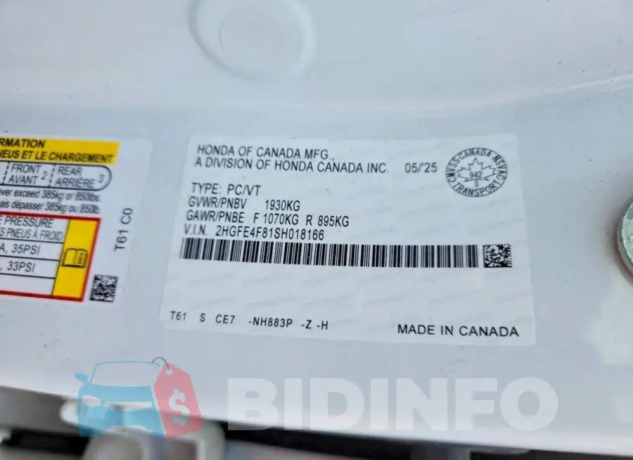 2HGFE4F81SH018166 Photo# 13
