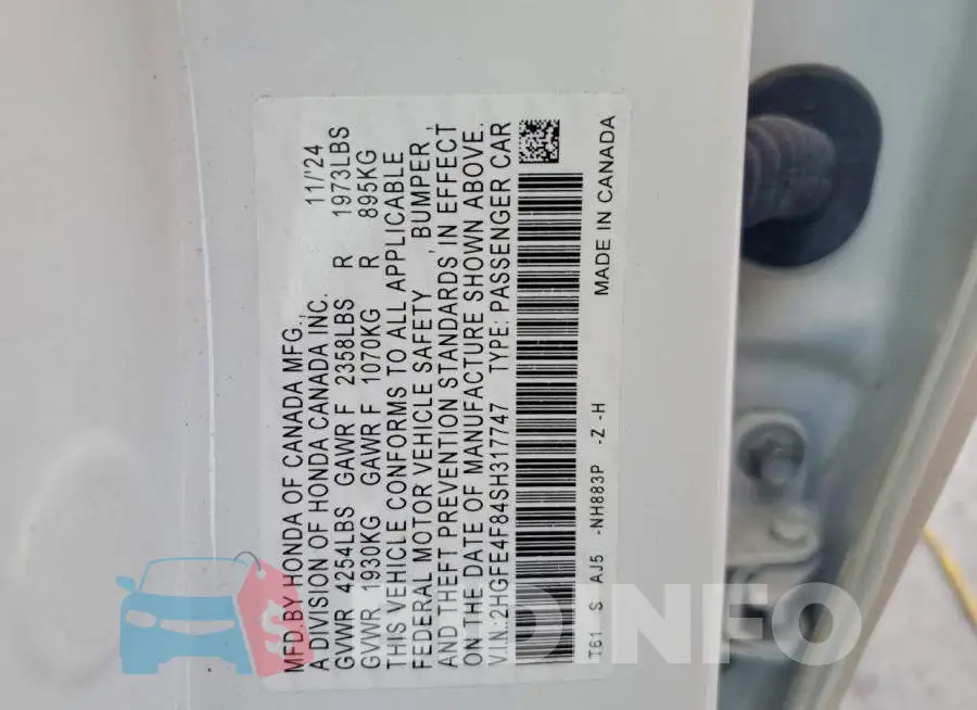 2HGFE4F84SH317747 Photo# 12