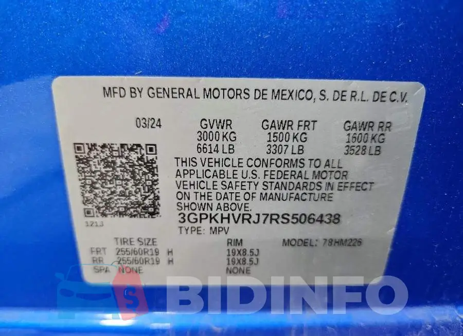 3GPKHVRJ7RS506438 Photo# 13