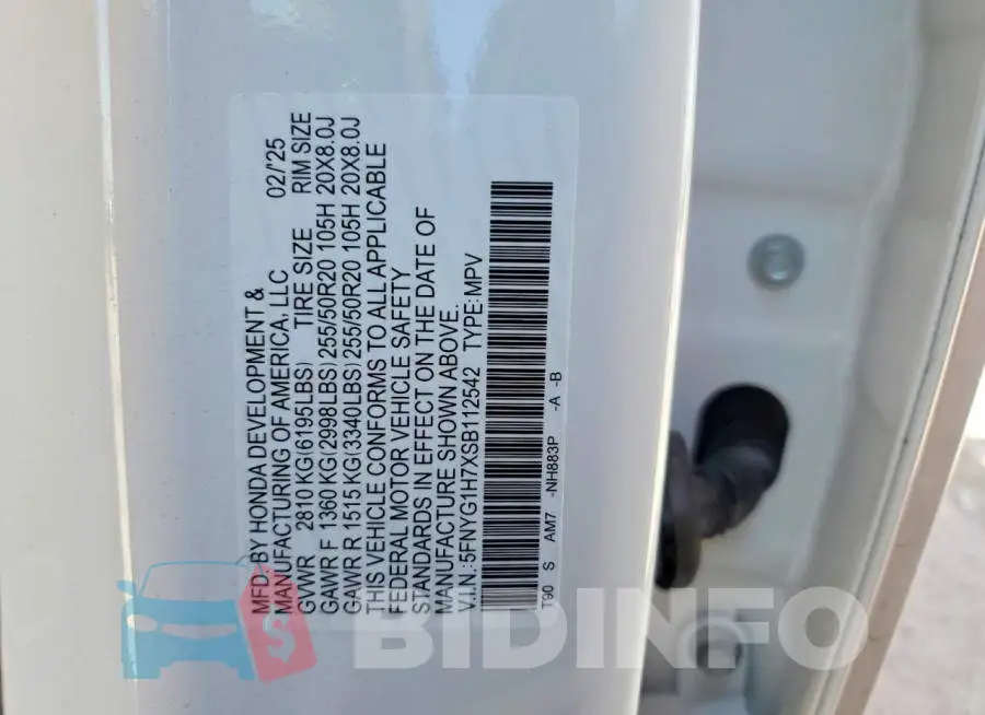 5FNYG1H7XSB112542 Photo# 12