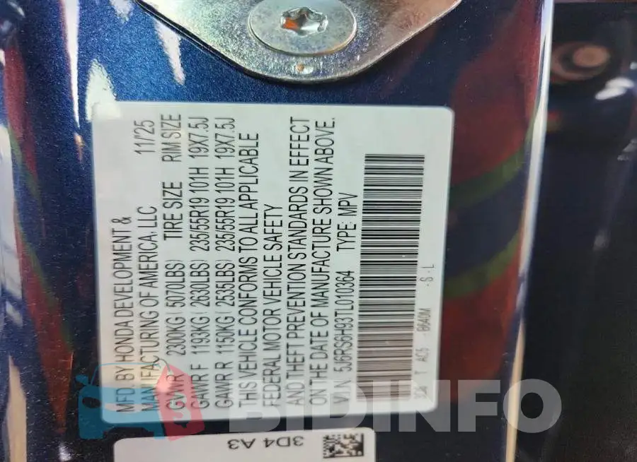 5J6RS6H93TL010364 Photo# 12