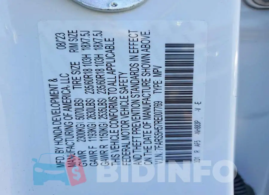 7FARS5H57RE007769 Photo# 13