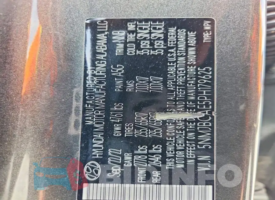 5NMJBCAE5PH179625 Photo# 12