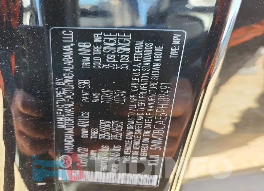 5NMJBCAE5PH189491 Photo# 13