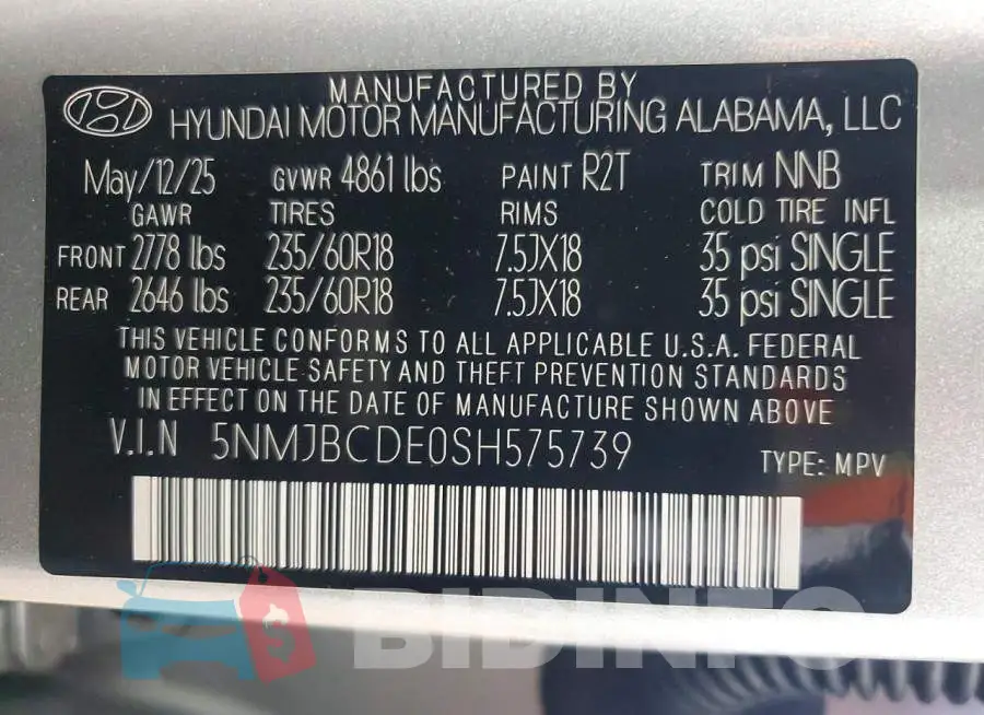 5NMJBCDE0SH575739 Photo# 14