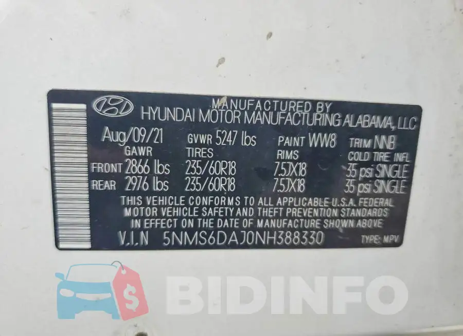 5NMS6DAJ0NH388330 Photo# 13