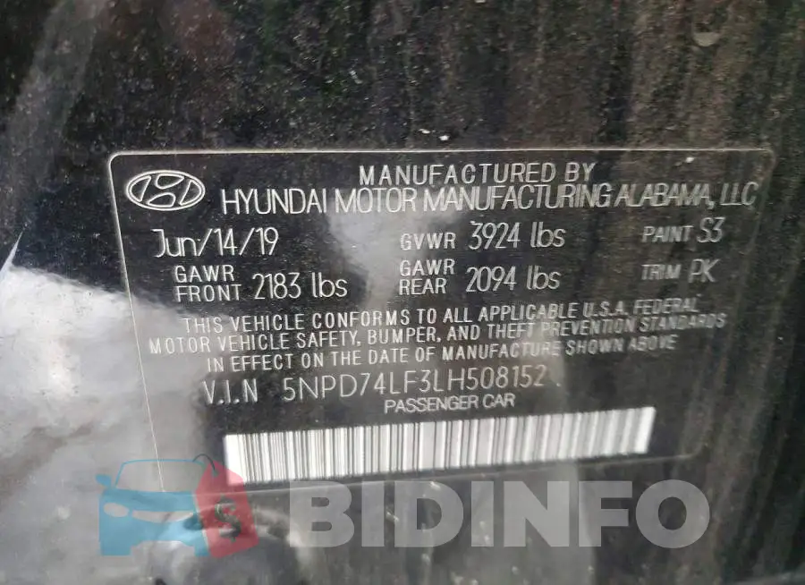 5NPD74LF3LH508152 Photo# 12