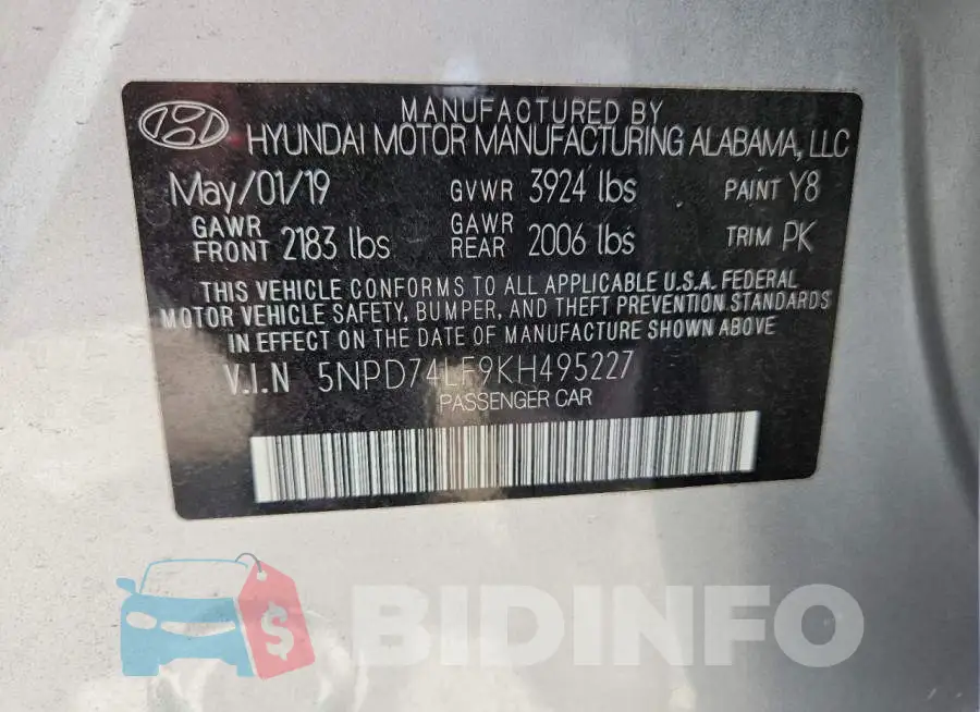 5NPD74LF9KH495227 Photo# 12