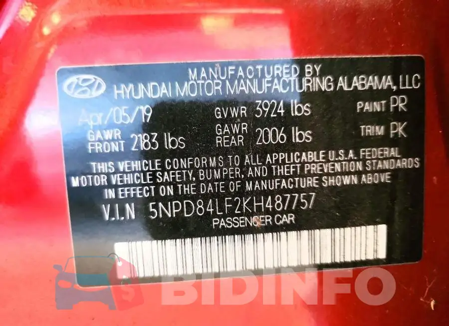 5NPD84LF2KH487757 Photo# 12