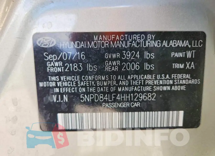 5NPD84LF4HH129682 Photo# 12