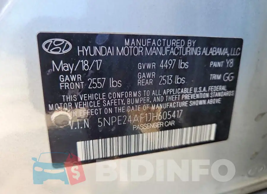 5NPE24AF1JH605417 Photo# 12