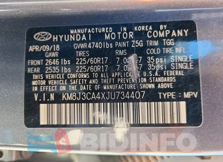 KM8J3CA4XJU734407 Photo# 13
